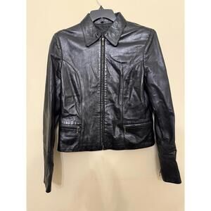 Vintage DR Black Leather Jacket Size 42 Spanish Leather